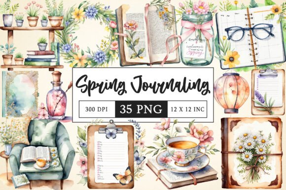 Download Watercolor Spring Journaling Clipart - Clipart Collection