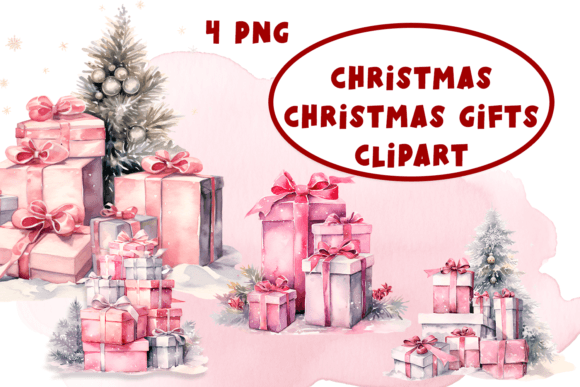 Download Pink Christmas Gifts Clipart Sublimation - Clipart Collection