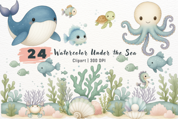 Download Watercolor Under the Sea Clipart - Clipart Collection