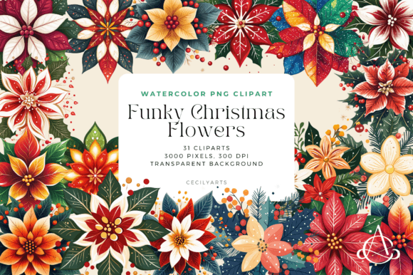 Download Funky Christmas Flowers Cliparts - Clipart Collection