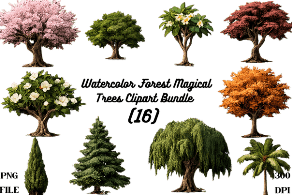 Download Watercolor Forest Magical Trees Clipart - Clipart Collection