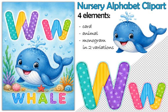 Download Alphabet Clipart Letter W, Baby Whale - Clipart Collection