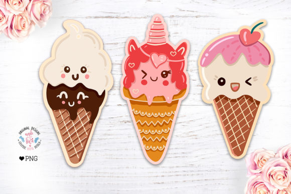 Download Cute Kawaii Ice-creams Clipart - Clipart Collection