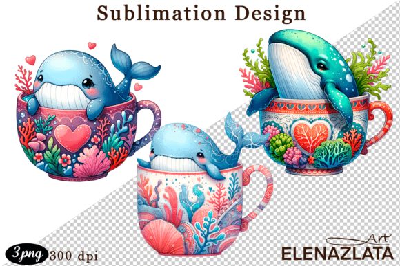 Download Cute Whale Animals in a Cup for Clipart - Clipart Collection