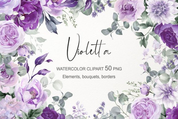 Download Purple Watercolor Flowers Clipart PNG - Clipart Collection