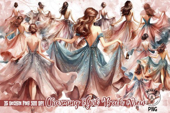 Download Charming Girl Back View Clipart PNG - Clipart Collection