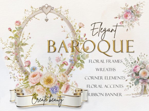 Download Elegant Baroque Floral Clipart - Clipart Collection