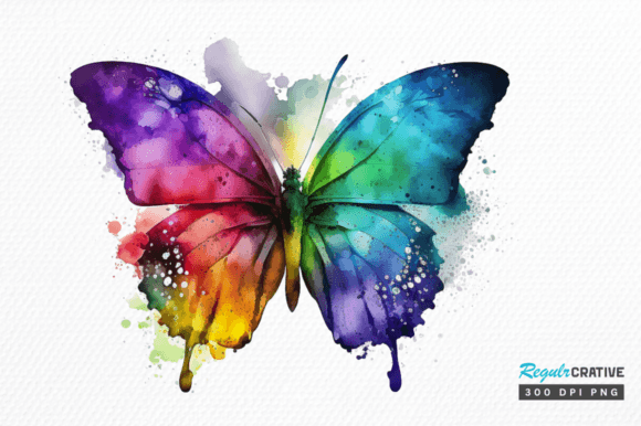 Download Watercolor Rainbow Butterflie Clipart - Clipart Collection