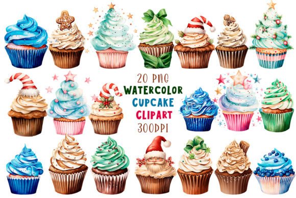 Download Vintage Christmas Cupcake Clipart Bundle - Clipart Collection