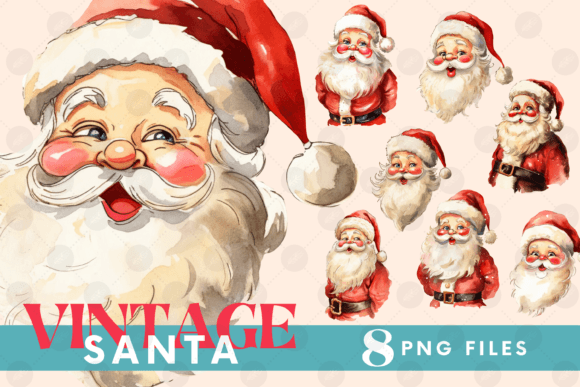 Download Vintage Santa Clipart Sublimation Bundle - Clipart Collection