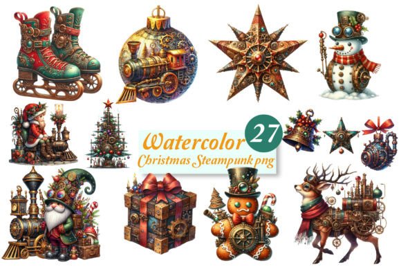 Download Christmas Steampunk Clipart Bundle - Clipart Collection