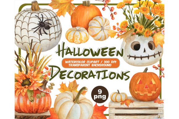 Download Watercolor Halloween Decorations Clipart - Clipart Collection