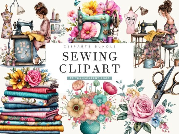 Download Watercolor Sewing Clipart Bundle - Clipart Collection