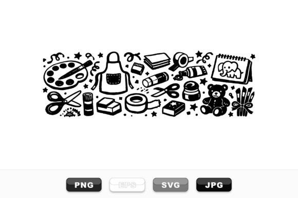 Download Craft Supplies Doodle Clipart Set - Clipart Collection