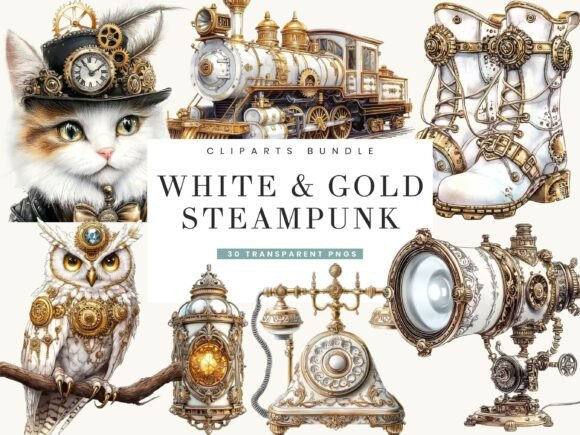 Download White and Gold Steampunk Clipart - Clipart Collection