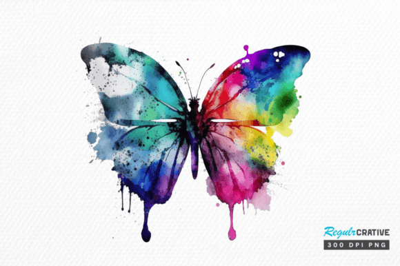 Download Watercolor Rainbow Butterflie Clipart - Clipart Collection