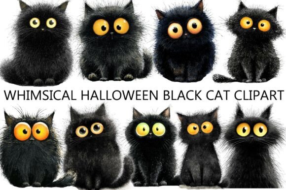 Download Whimsical Halloween Black Cat Clipart - Clipart Collection